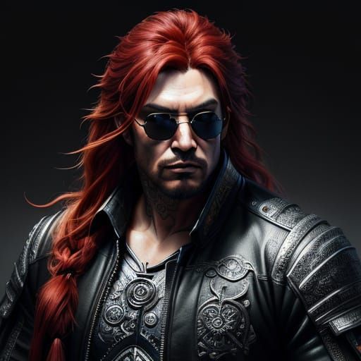 Hyperrealistic Wrestler in Neon-Tinted Splendor