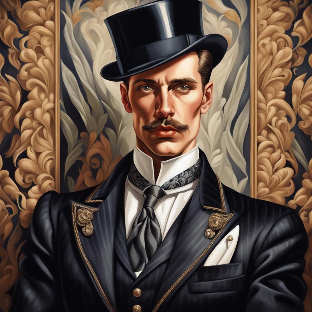Victorian Gentleman in Art Deco Style Portrait