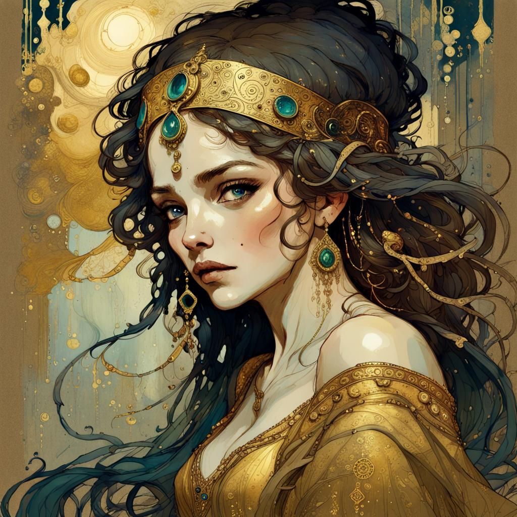 Arabian Nights Illustration in Art Nouveau Style