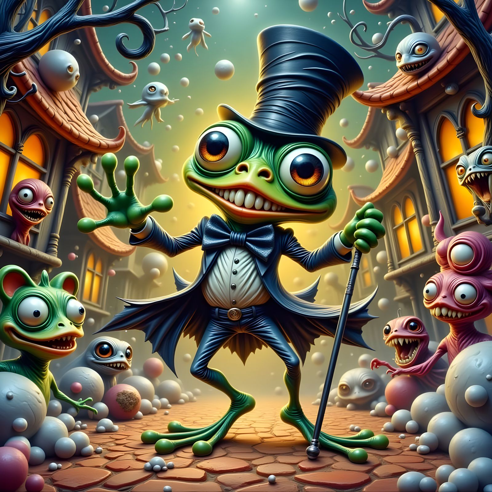 Elegant Frog in a Whimsical Dream World