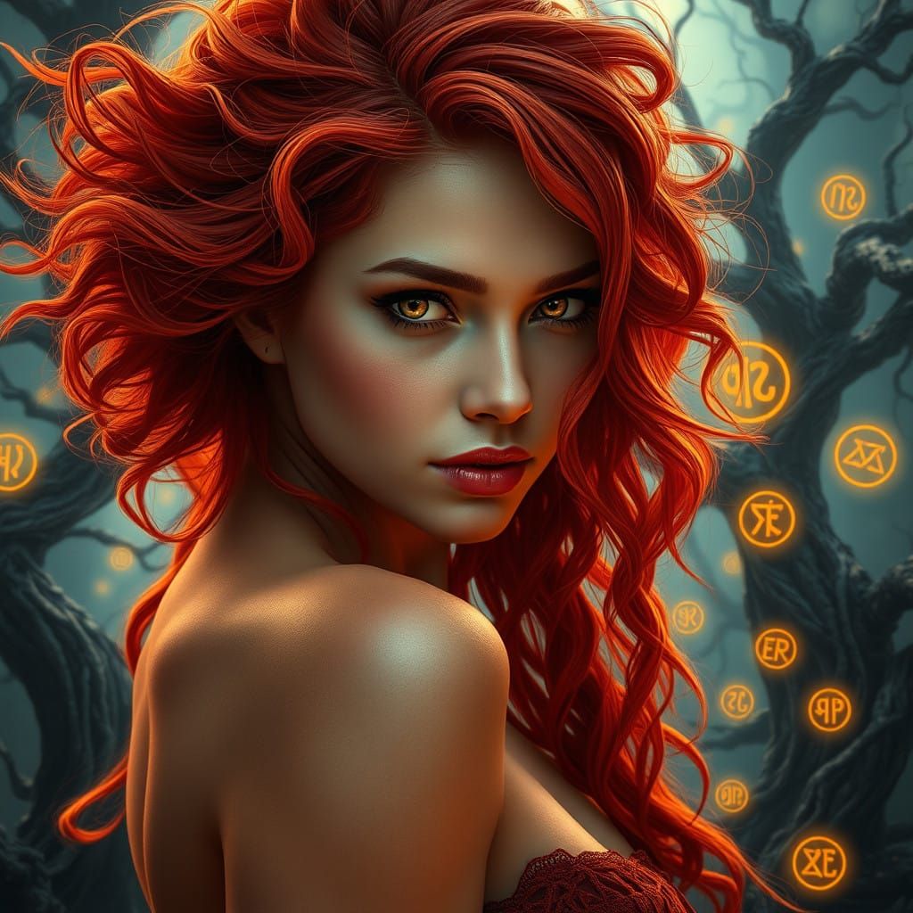 Mystical Sorceress in Ancient Forest