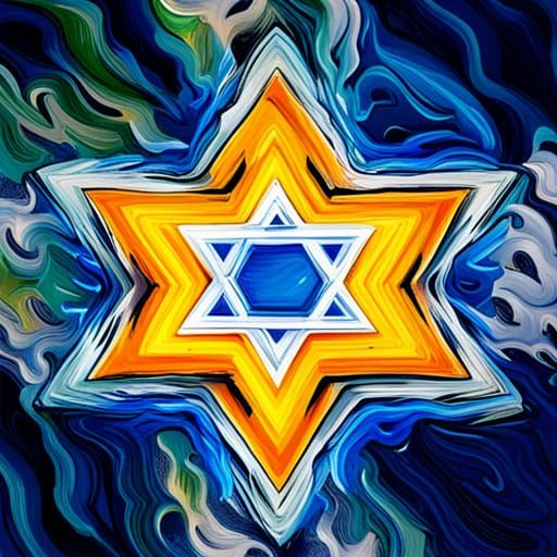 Polychromatic Star of David Graffiti Art