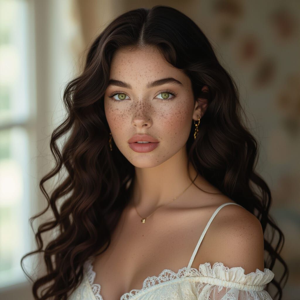 Freckled Girl Portrait in Cinematic Style