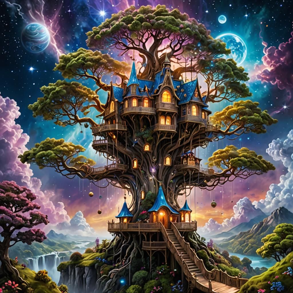 Ethereal Fairy Castle Treehouse Dreamscape