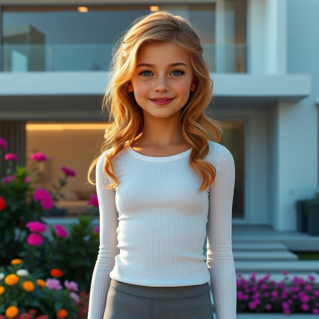 Realistic Portrait of a Strawberry Blonde Girl