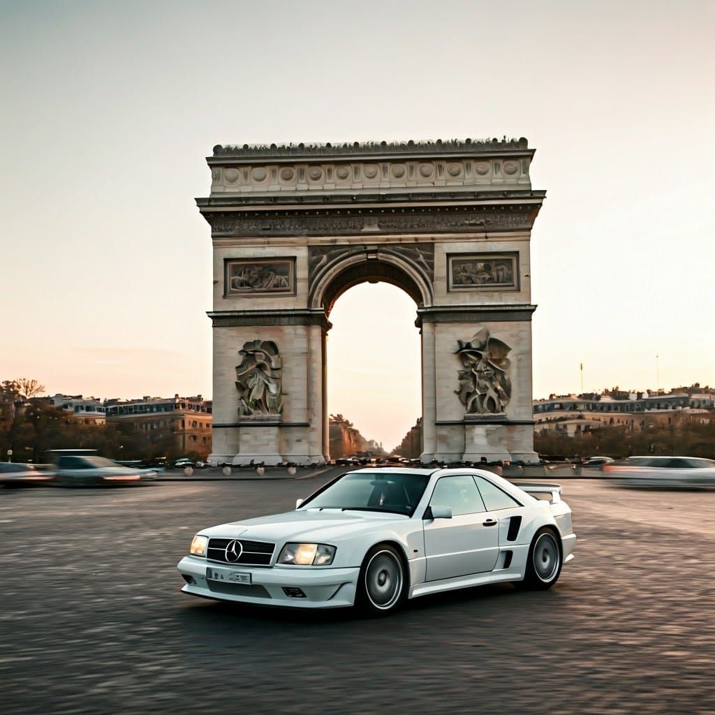 Elegant White Mercedes 190 GT Zagato Speeds Around Arc de Tr...