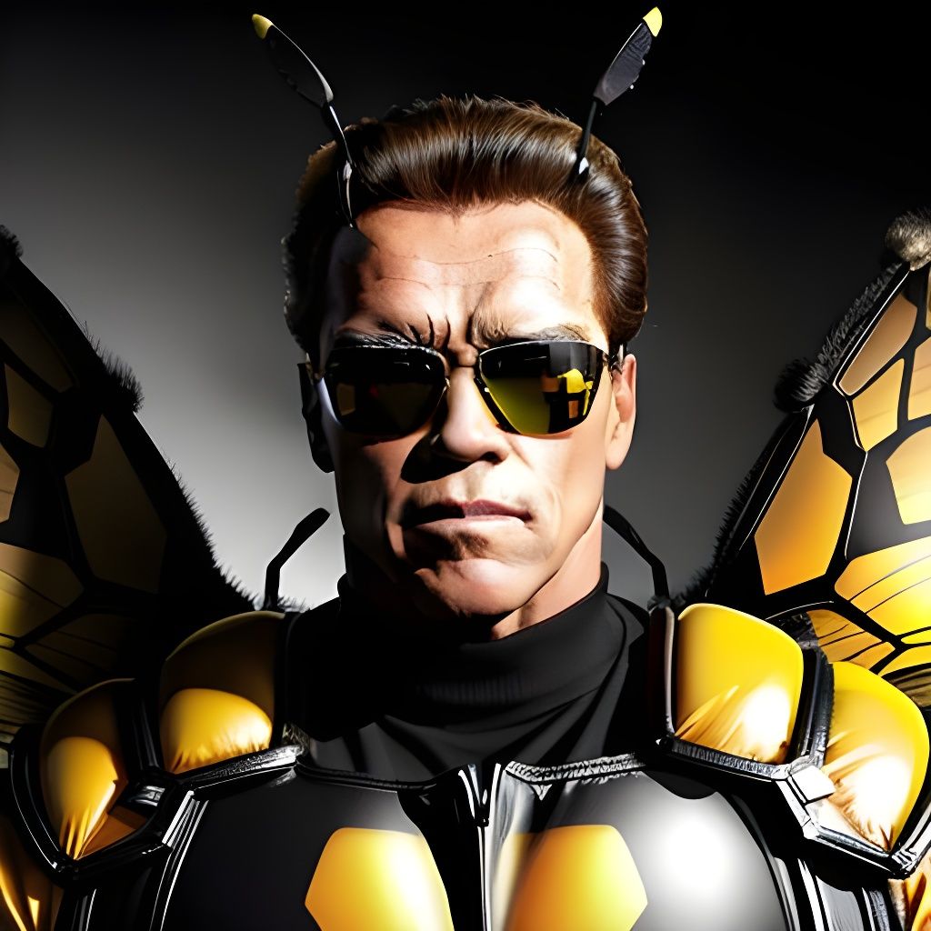 Arnold Schwarzenegger as a Bumblebee Hybrid Portrait