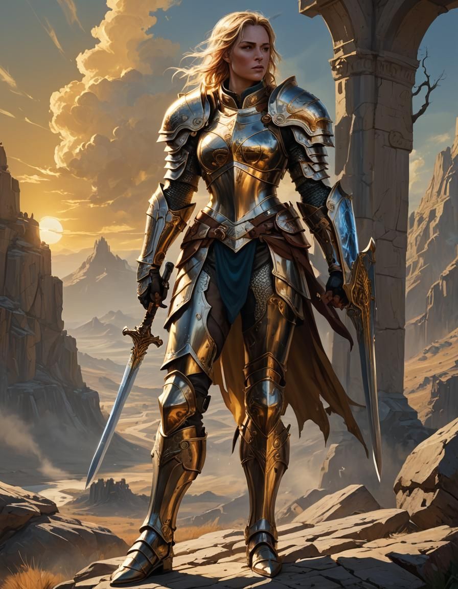 Noble Paladin with Sword in Digital Painting