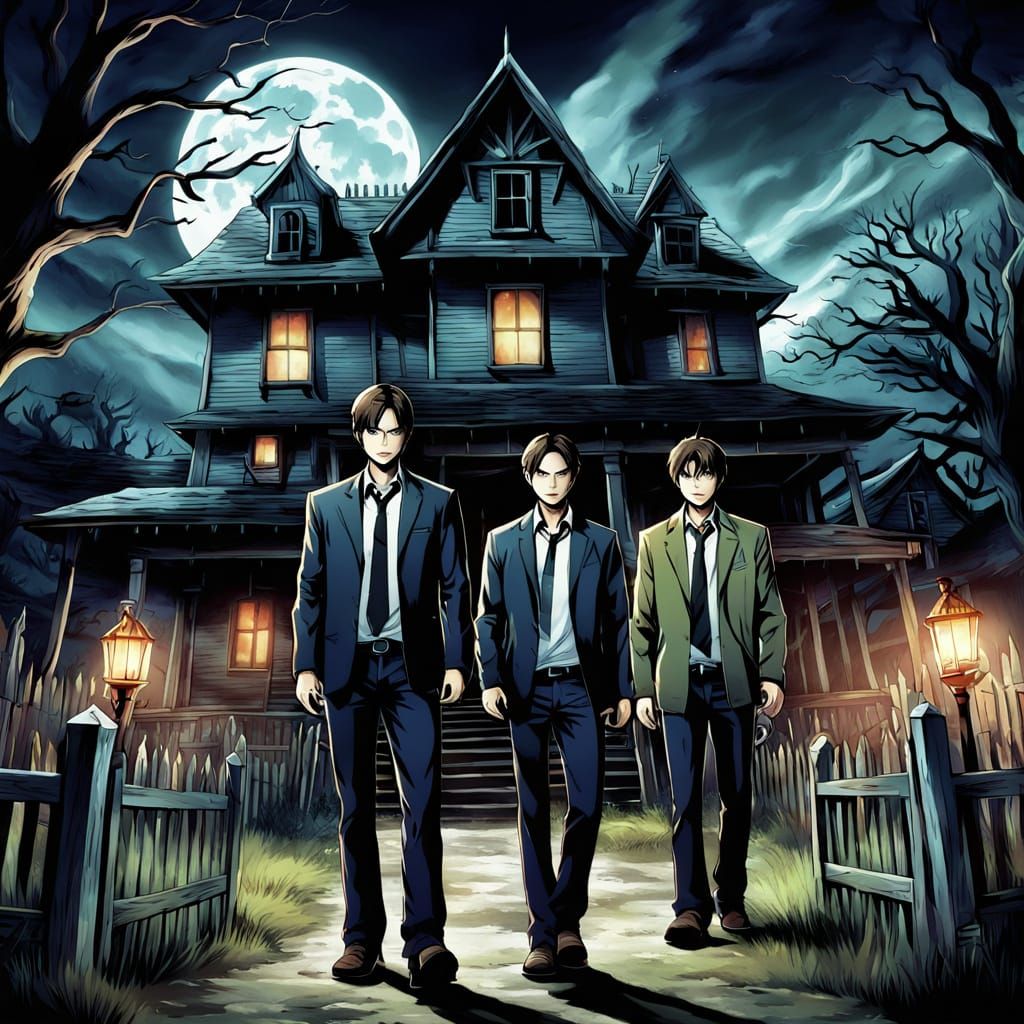 Spooky Haunted House in Supernatural Manga Style