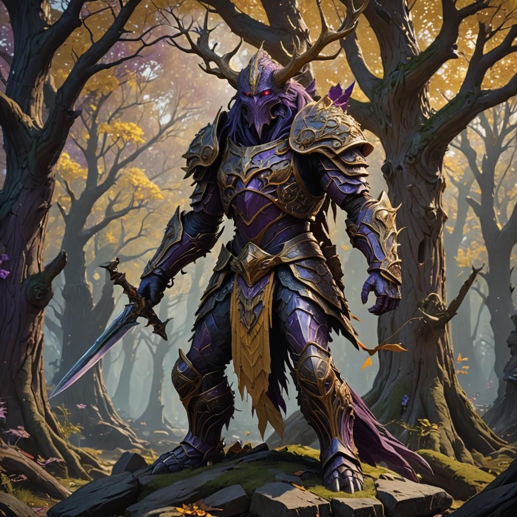 Armored Tree Creature Concept Art in Dark Fantasy Style