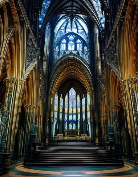 Enchanted Gothic Cathedral in Electric Storm