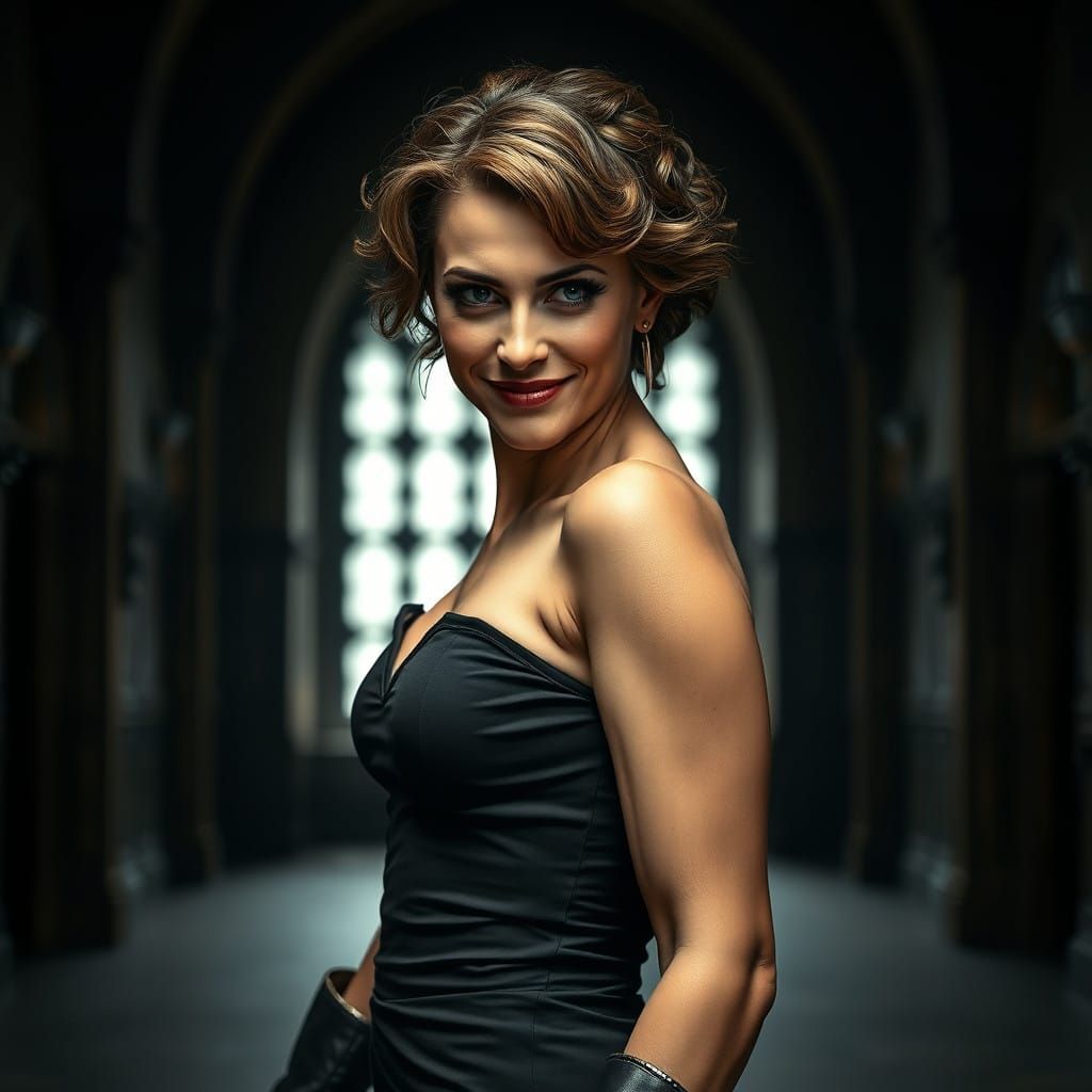 Medieval Harlequin Lady Exudes Confidence in Shallow Focus