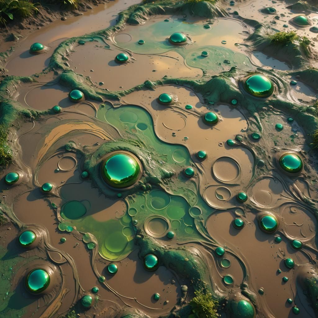 Mud Bubbles Blast in Dreamlike Quicksand Painting