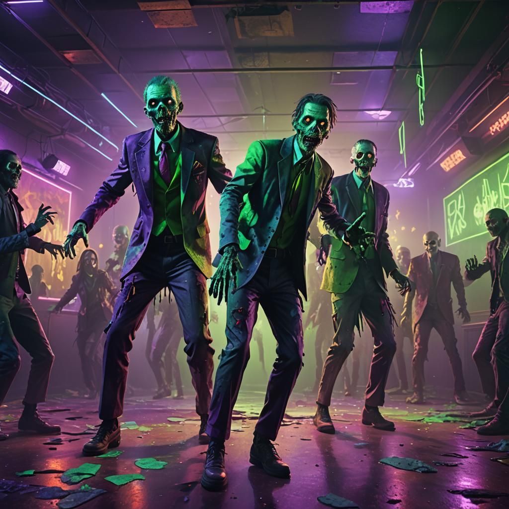 Zombies Dance in Abandoned Nightclub: Fantasy Concept Art