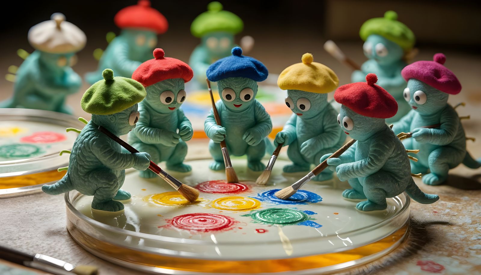 Microbes Create Abstract Art in Tiny Berets