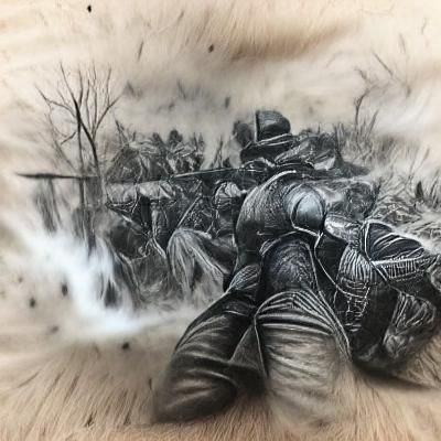 Intense Civil War Battle in Charcoal Drawing Style