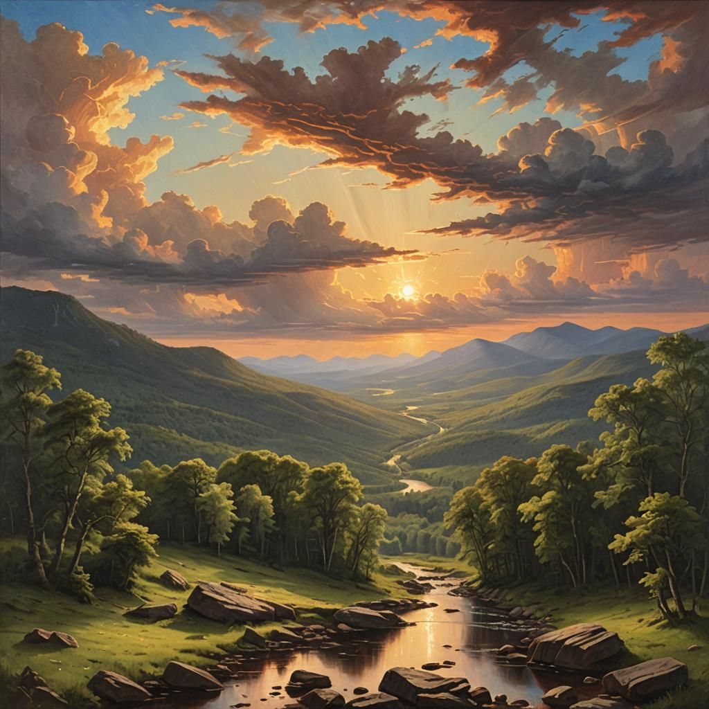 Catskills Sunset in Hudson River School Style