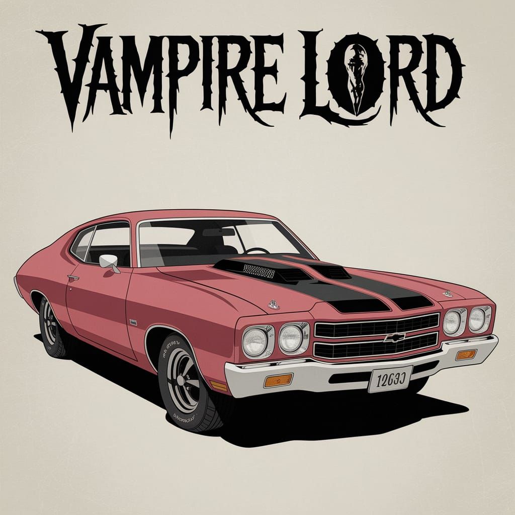 Vampire Lord with Chevrolet Muscle Car in Vrubel Style