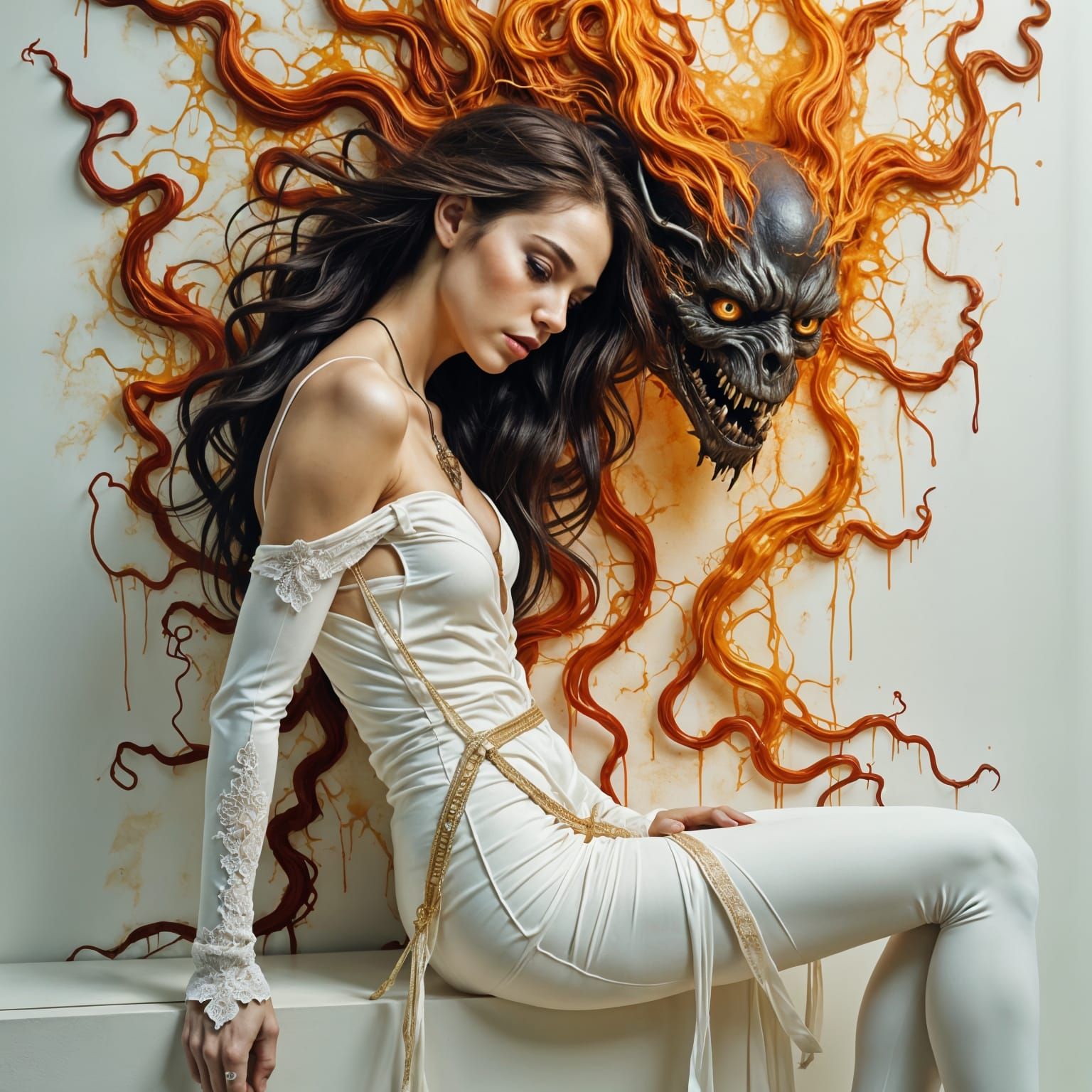 Surreal Goddess Unleashes Fiery Fury