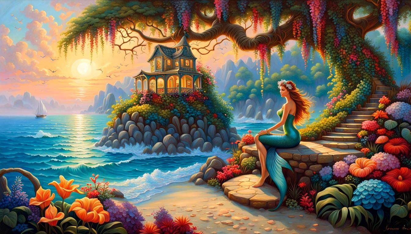 Mermaid by Ornate Treehouse on Tropical Beach