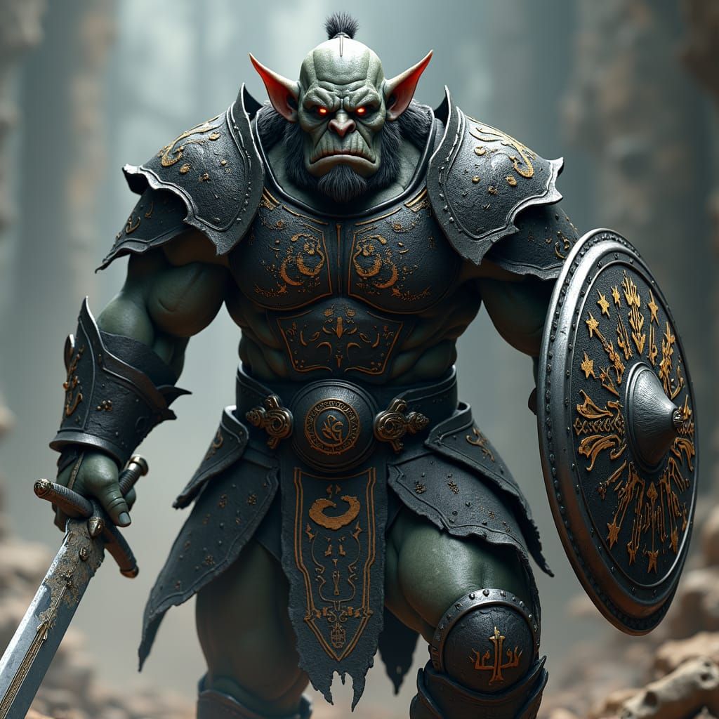 Epic Orc Warlord: Warrior in Battle-Ready Armor