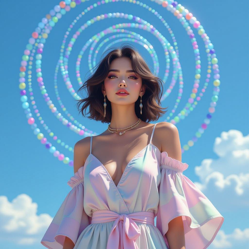 Whimsical Woman with Mesmerizing Eyes in Digital Art