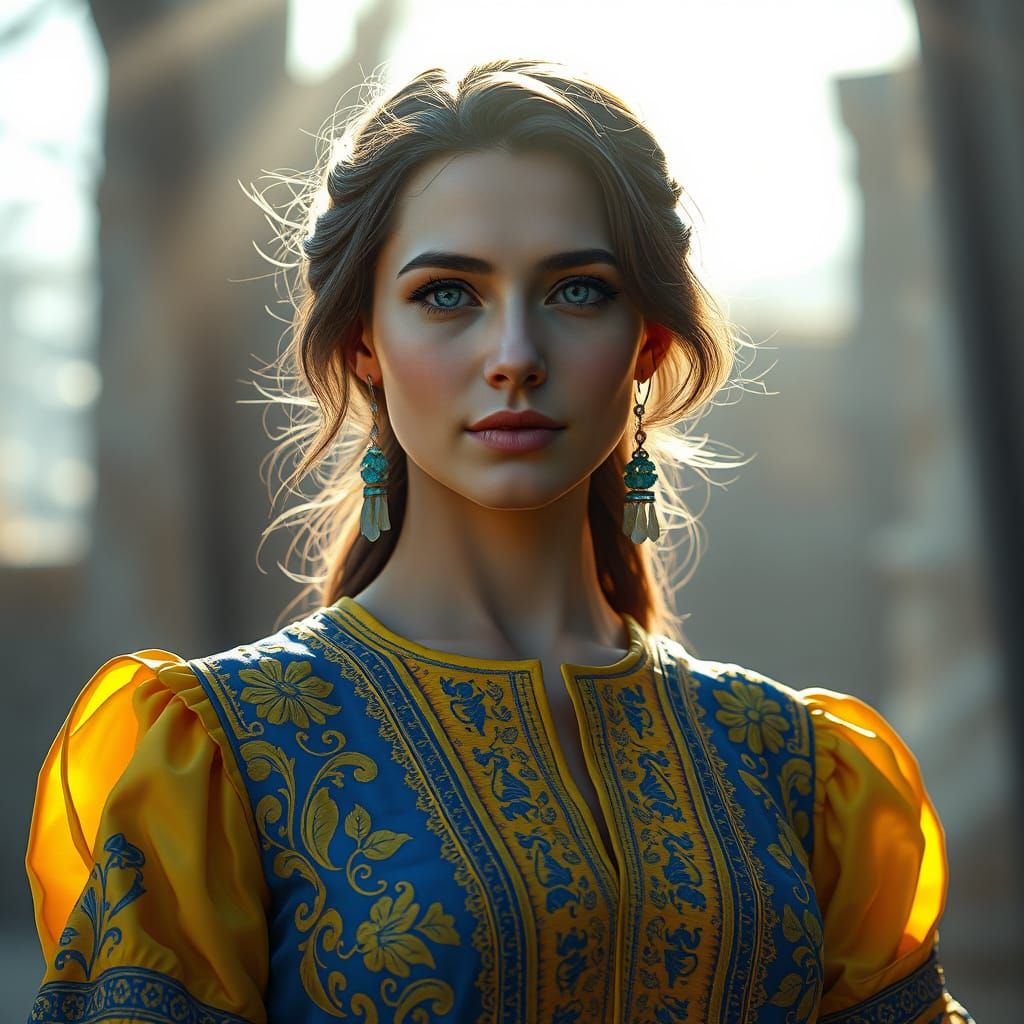 Ethereal Ukrainian Beauty in Vibrant Traditional Attire