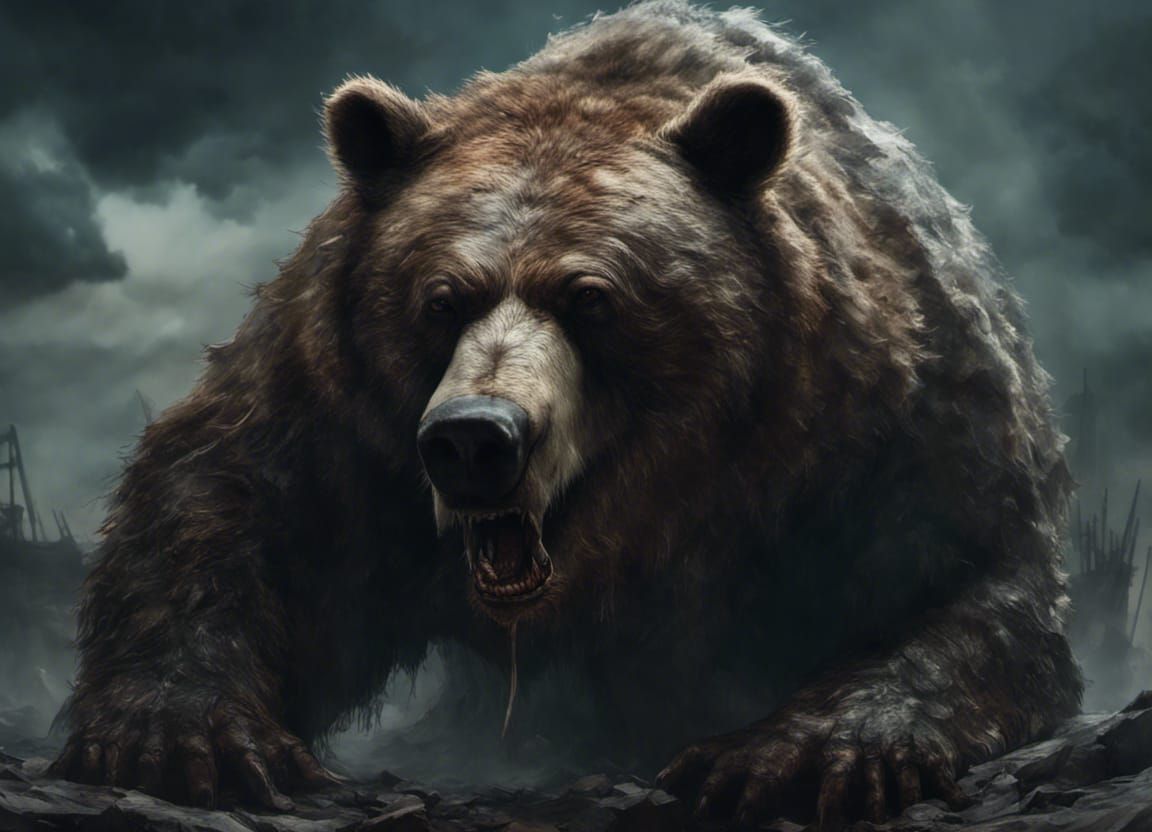 Dire Bear in Moonlit Darkness: Hyperrealistic Digital Art