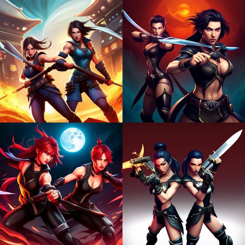 Powerful Kyokagami Twins Fighters in 3D