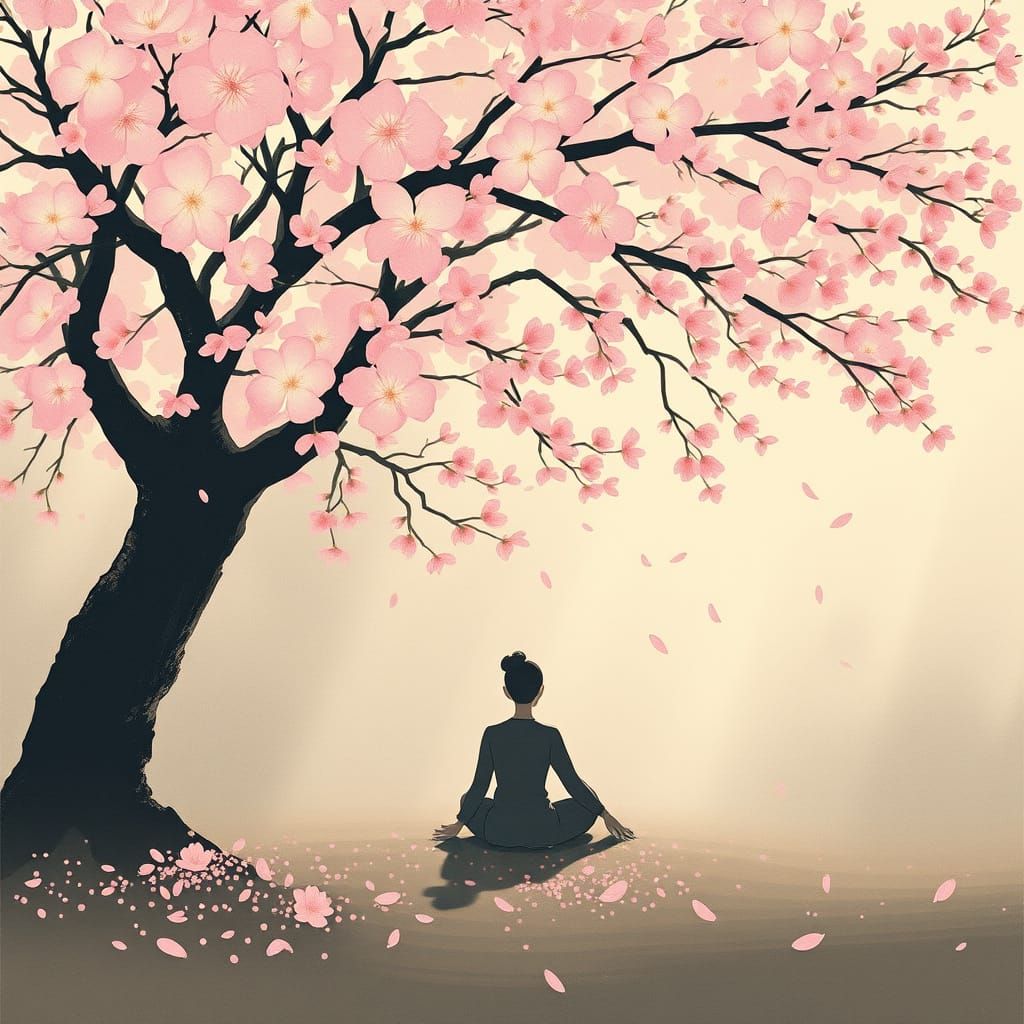 Mono No Aware Meditation Under Cherry Blossoms