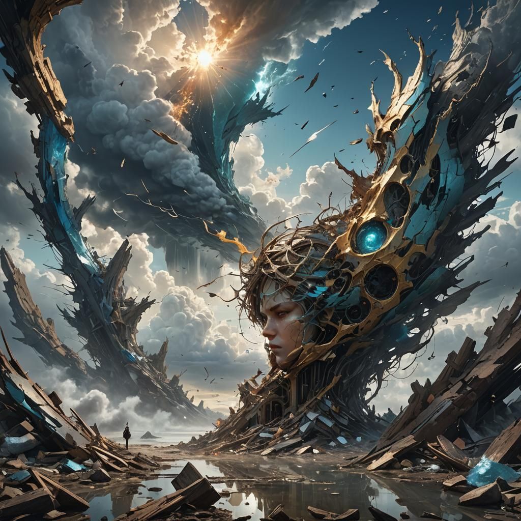 Resilient Hope: Hyperrealistic Splash Art Rebirth