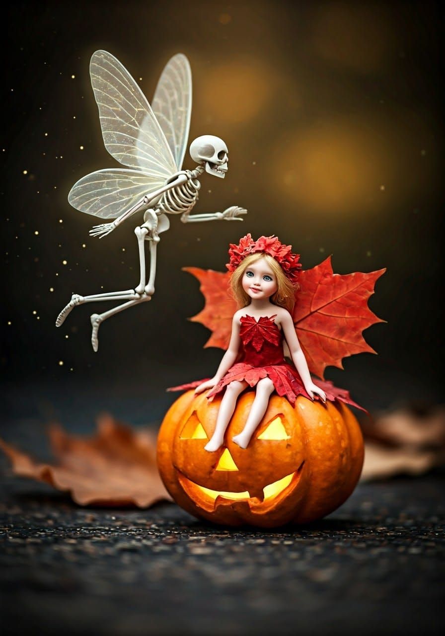 Glowing Skeleton Fairy with Maple Leaf Fairy