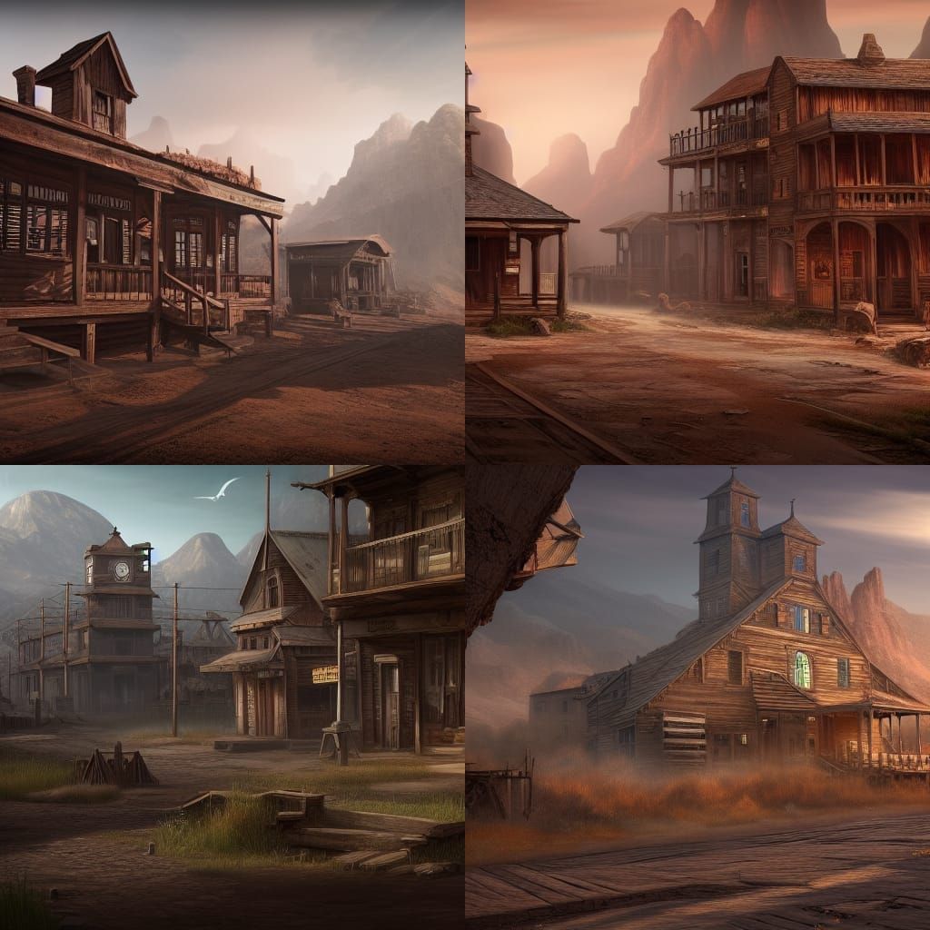 Detailed Matte Painting of a Ghost Town