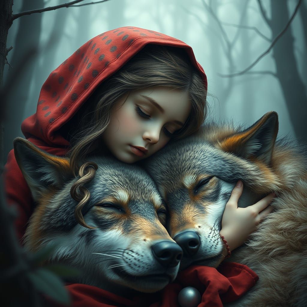 Little Red Riding Hood Sleeping with Wolf