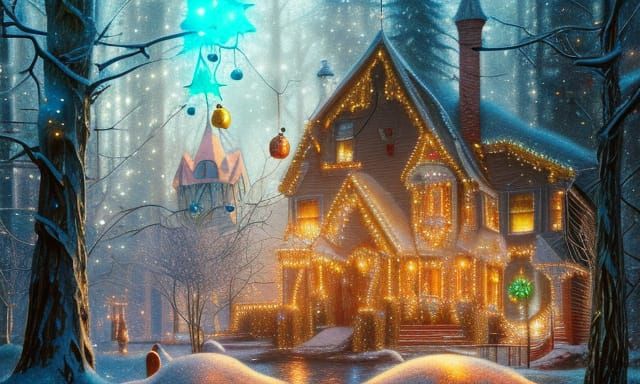 Christmas Movie Scene in Hyperdetailed Photorealism