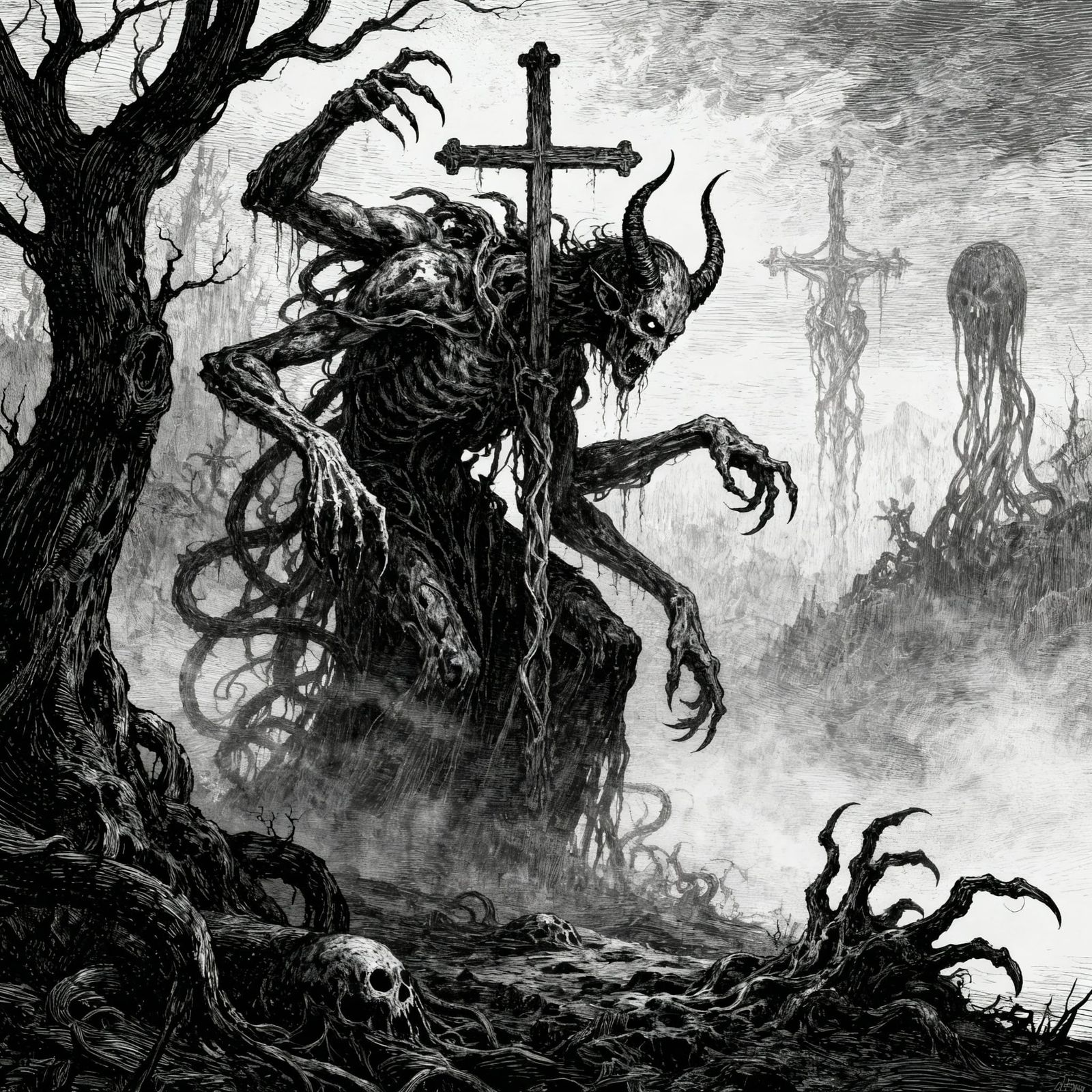 Dark Black Metal Art: Demons, Crosses & Horrors