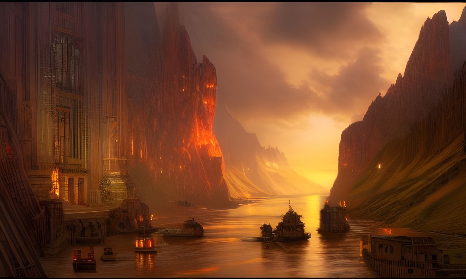 Fantasy Cityscape Oil Painting by James Gurney