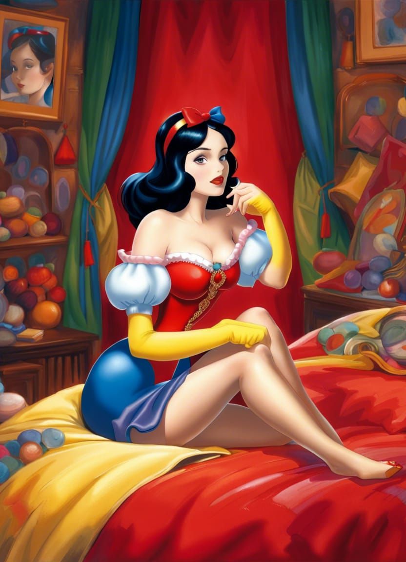 Provocative Snow White in Luxury Bedroom