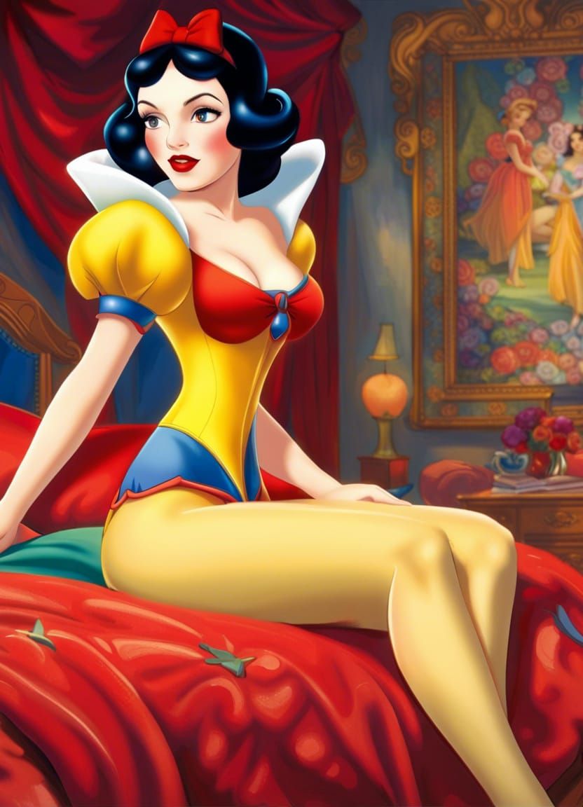 Provocative Snow White in Luxury Bedroom