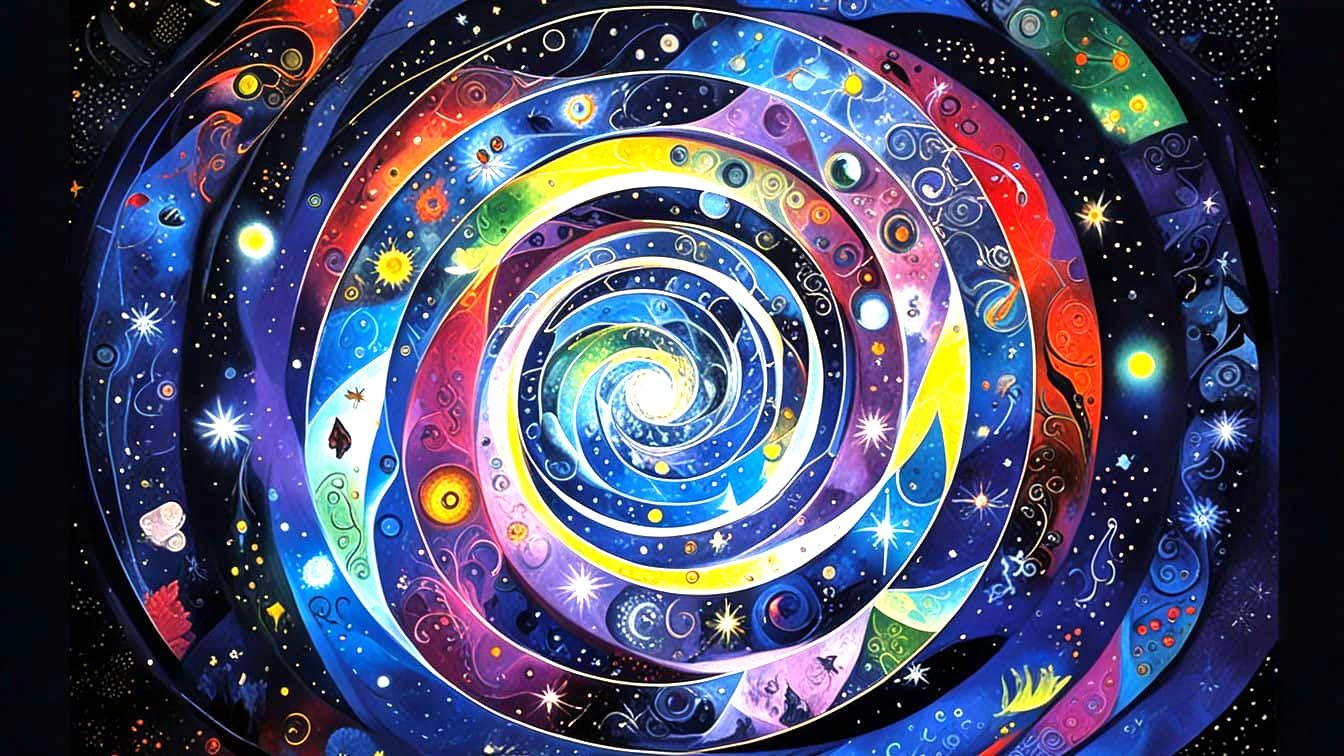 Epic 3D Star System Metamorphosis in Vibrant, Iridescent Hue...