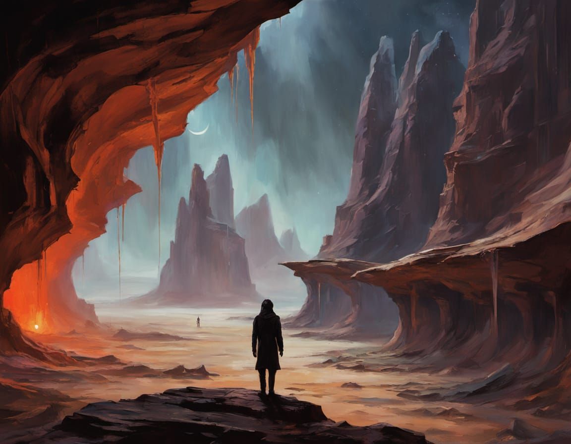 Astronaut Adrift Near Alien Cityship