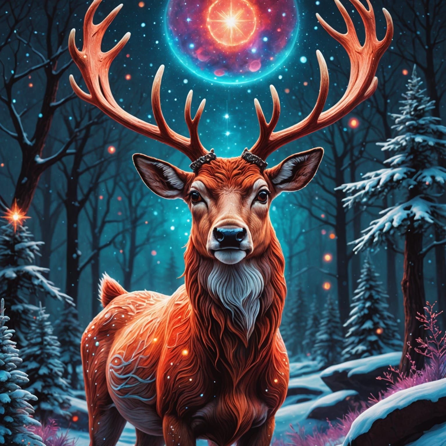 Rudolph: Holographic Cosmic Illustration by Amaringo