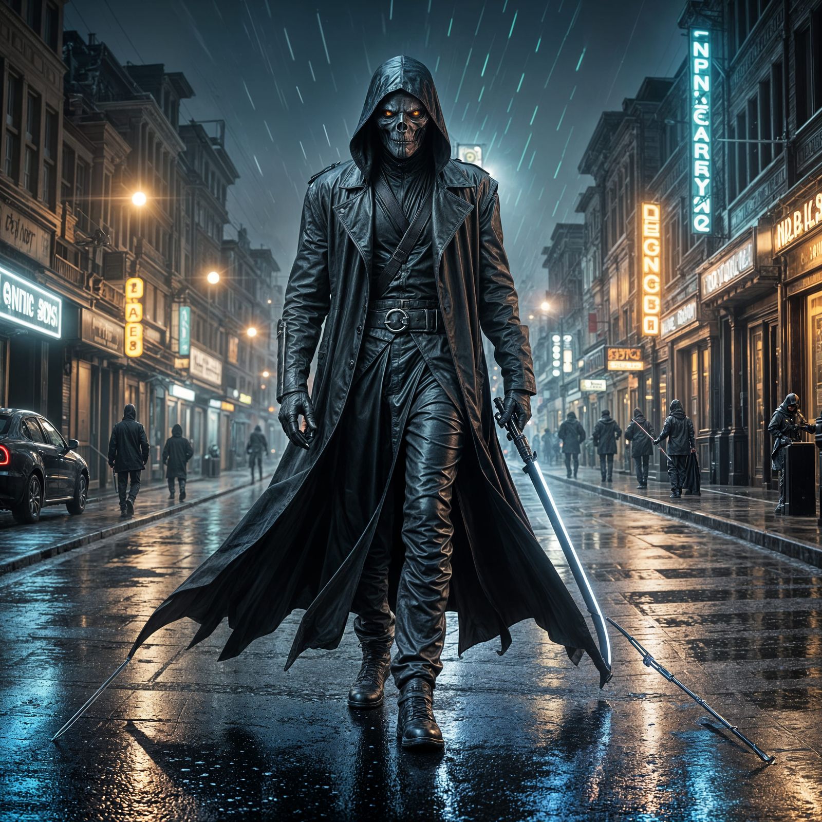 Futuristic Grim Reaper Approaches with Epic Scythe