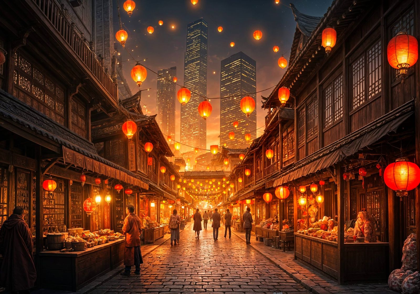 Vibrant Chinese New Year Night Market