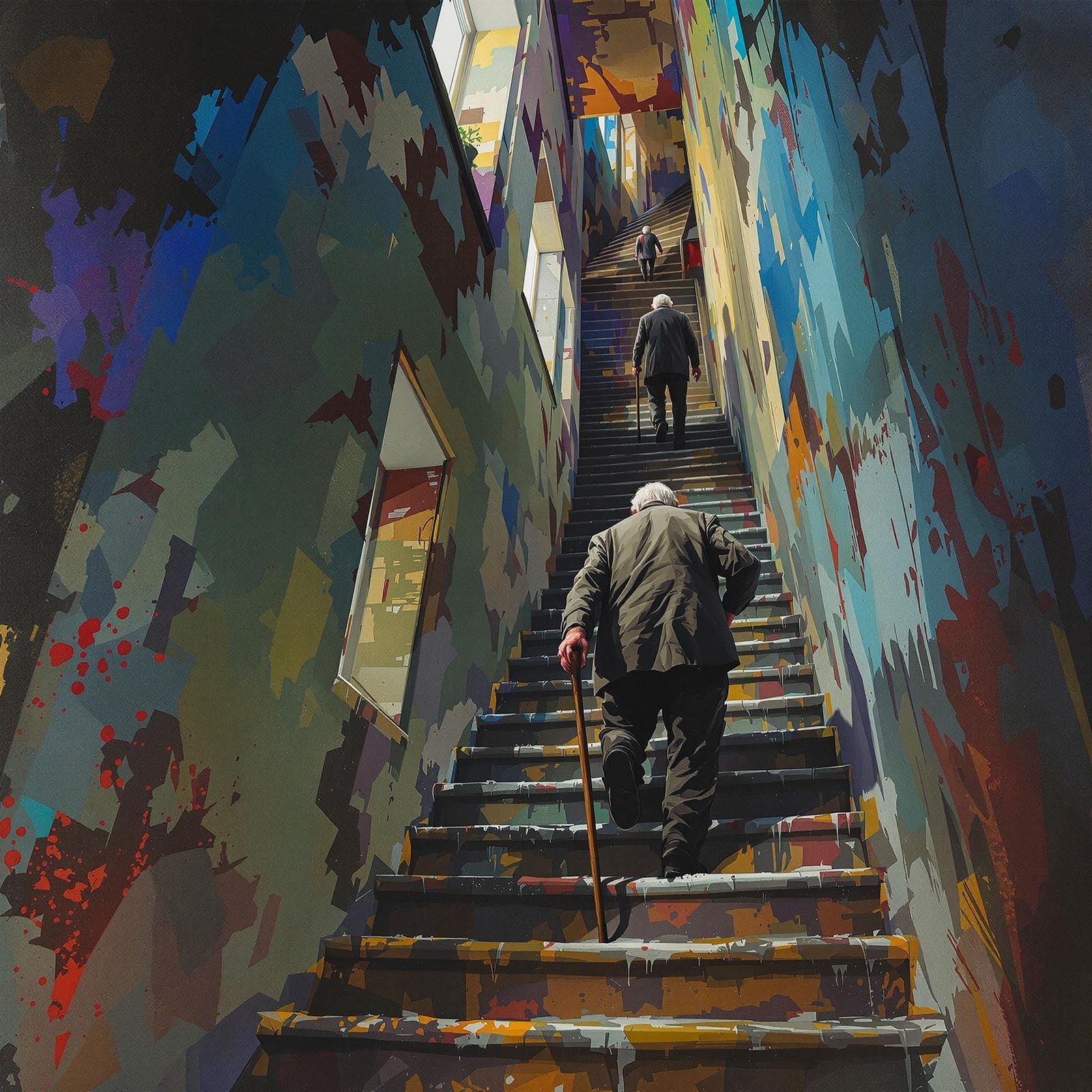 Elderly Couple's Terrifying Staircase Climb: Hyperrealistic ...