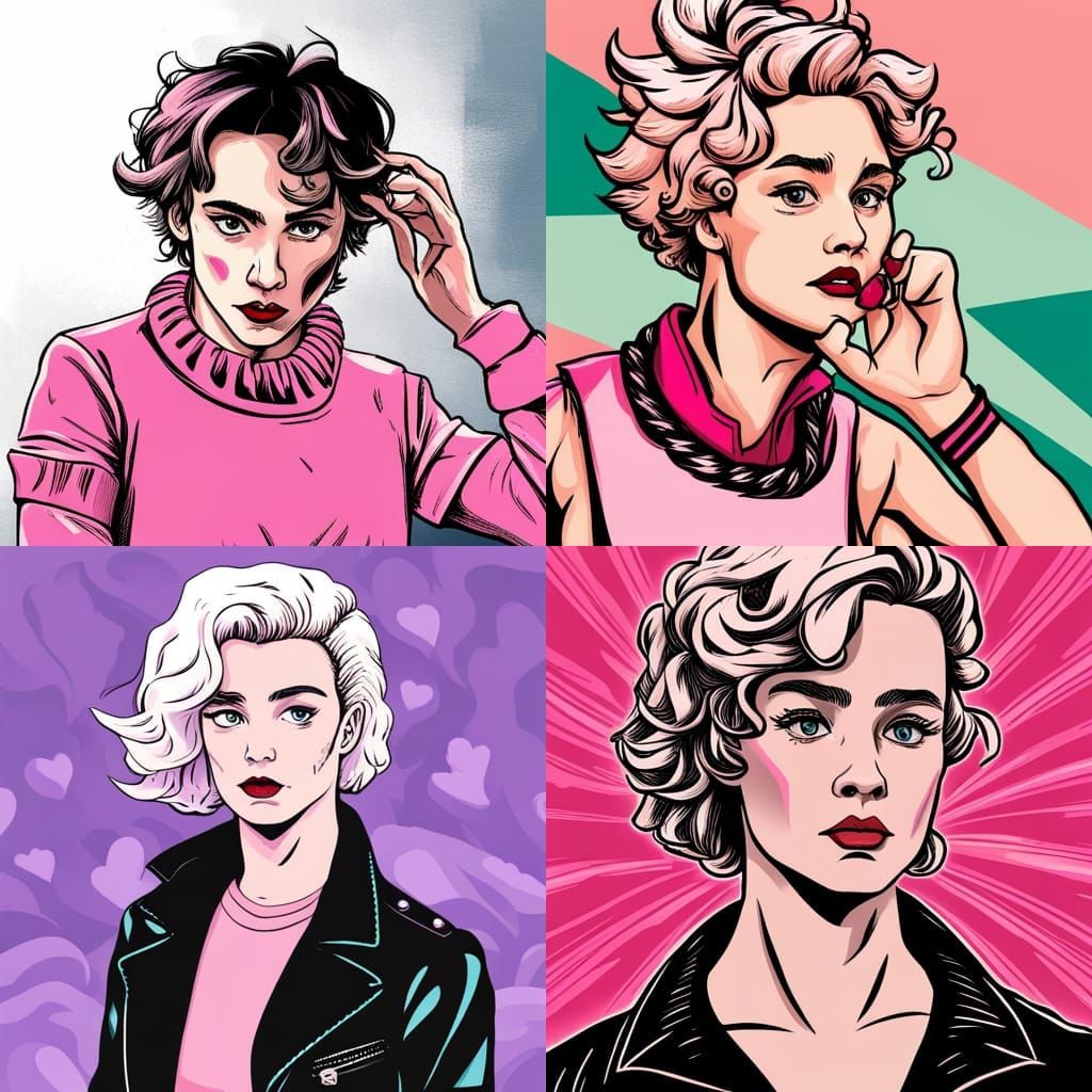 Giorno Giovanna Funny Y2K Illustration in Punk Colors