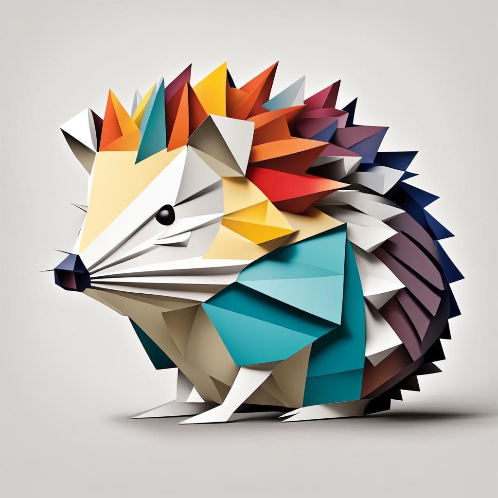 Abstract Hedgehog in Picasso-esque Cubist Style