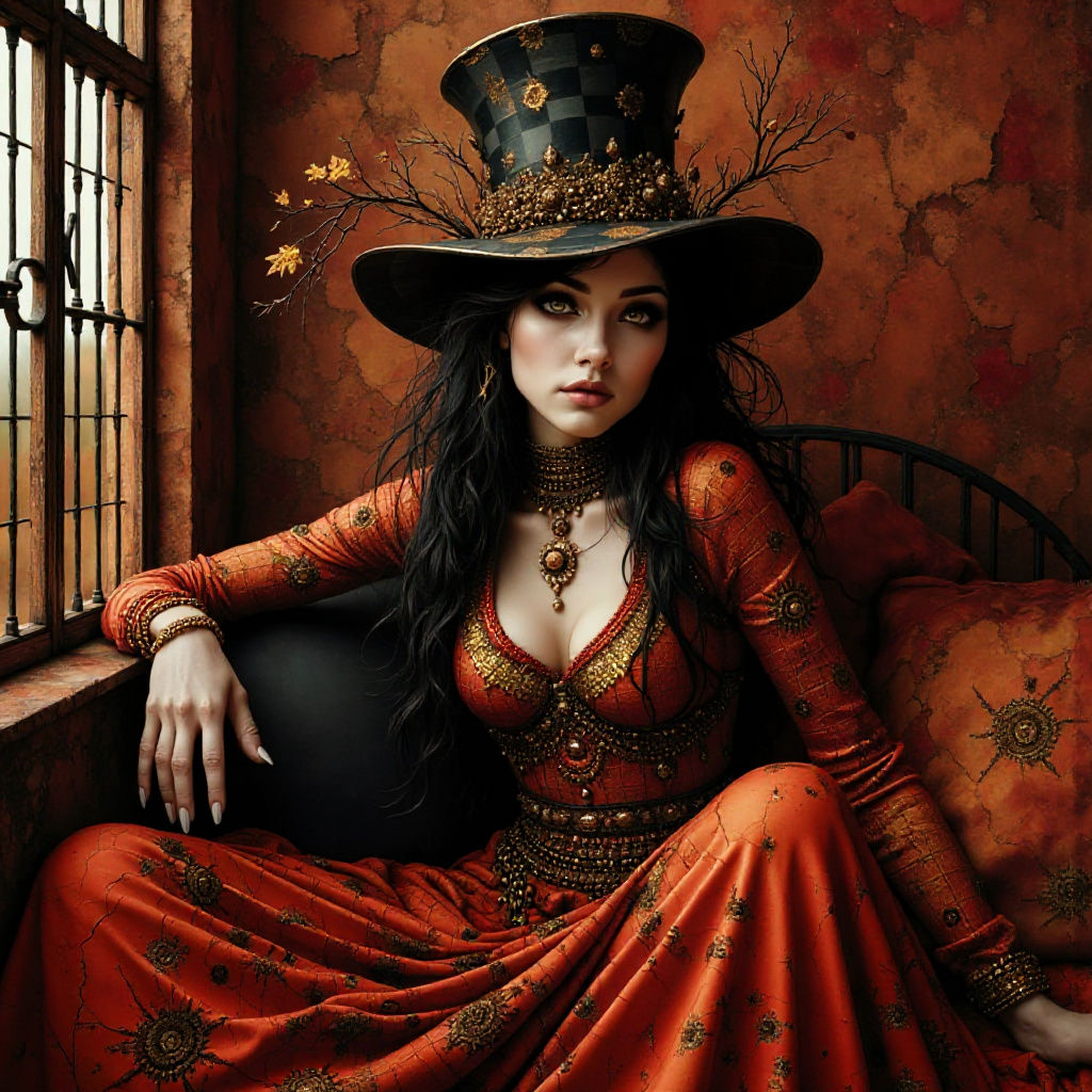 Ethereal Gothic Steampunk Figure in Dramatic Black and White