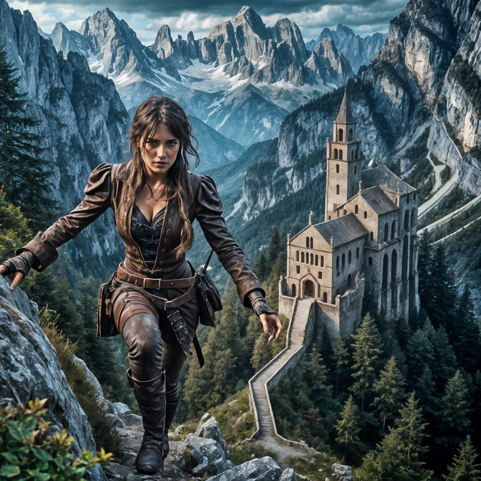 After a peaceful night in the fortified monastery she climbed up the narrow mountain trail that led to the pass.