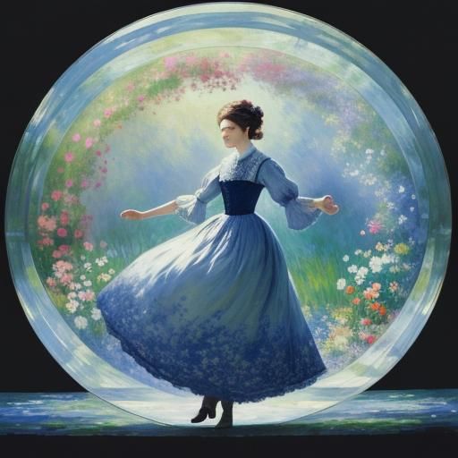 Woman in a Spring Garden: Impressionist Painting